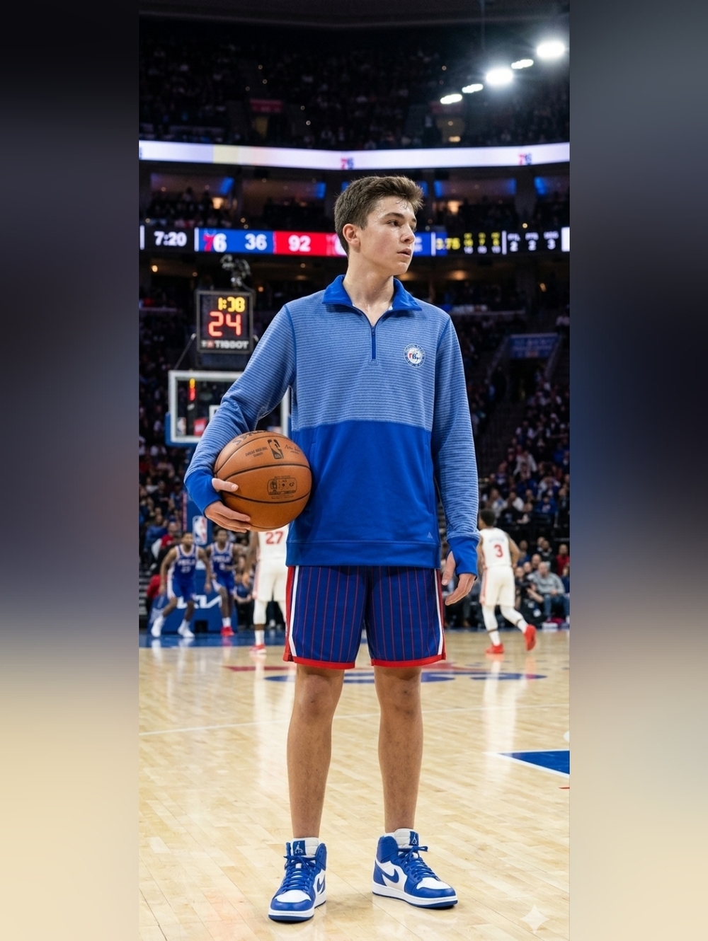Adidas Philadelphia 76ers quarter zip, 14-16 EUC